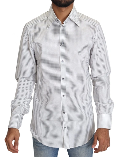 DOLCE & GABBANA DOLCE & GABBANA ELEGANT SLIM FIT POLKA DOT DRESS MEN'S SHIRT