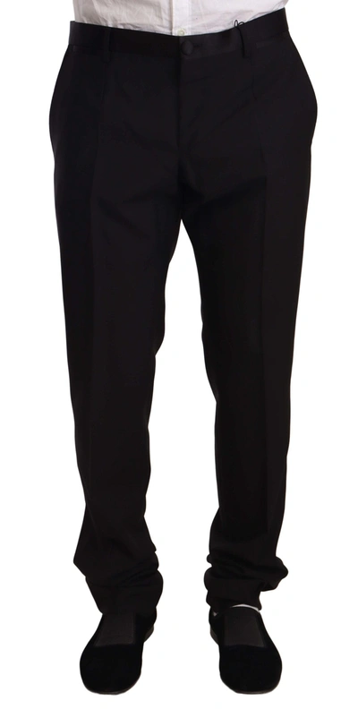 DOLCE & GABBANA DOLCE & GABBANA ELEGANT BLACK SKINNY TUXEDO MEN'S TROUSERS