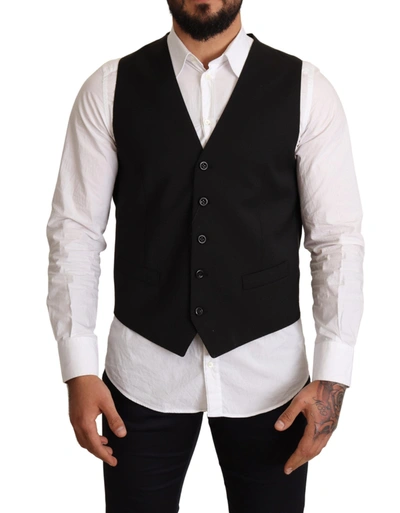 DOLCE & GABBANA DOLCE & GABBANA ELEGANT BLACK FORMAL DRESS MEN'S VEST