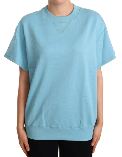 DOLCE & GABBANA DOLCE & GABBANA ELEGANT BLUE CREW NECK COTTON WOMEN'S TOP
