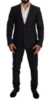 DOLCE & GABBANA DOLCE & GABBANA ELEGANT SLIM FIT JACQUARD SUIT IN MEN'S BLUE