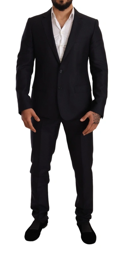 Dolce & Gabbana Blue Pattern Martini Slim Fit 2 Piece Suit