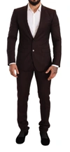 DOLCE & GABBANA DOLCE & GABBANA ELEGANT BORDEAUX STRIPED MARTINI MEN'S SUIT