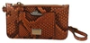 Dolce & Gabbana Brown Leather Coin Purse Wristlet Mirror Agnese Wallet In Brown