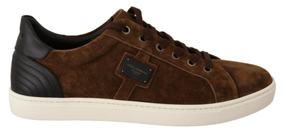 Dolce & Gabbana Brown Suede Leather Mens Low Tops Trainers