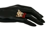 Dolce & Gabbana Gold Brass Resin Beige Dog Pet Branded Accessory Ring In Beige