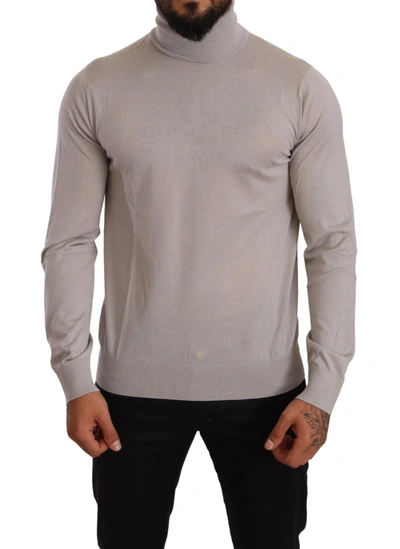 Dolce & Gabbana Grey Cashmere Turtleneck Pullover Jumper In Light Blue