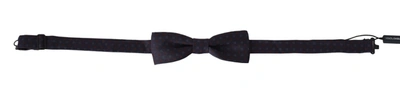 Dolce & Gabbana Gray Pattern Silk Adjustable Neck Papillon Bow Tie In Blue