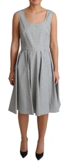 Dolce & Gabbana Gray Polka Dotted Cotton A-line Dress In Gray