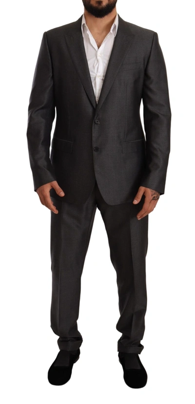 Dolce & Gabbana Grey Slim Fit Wool Silk Martini Suit