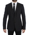 Dolce & Gabbana Gray Striped Slim Fit Wool Blazer In Gray