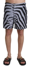 DOLCE & GABBANA DOLCE & GABBANA ELEGANT GRAY ZEBRA PRINT SWIM MEN'S TRUNKS