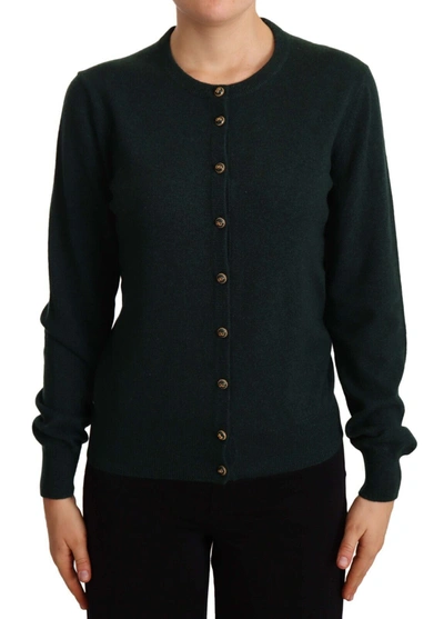 Dolce & Gabbana Cashmere Dg Buttons Cardigan Women's Sweater In Green