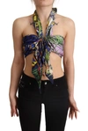 Dolce & Gabbana Multicolor Foulard Silk Halter Cropped Top In Multicolor