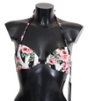 Dolce & Gabbana Multicolor Striped Rose Print Swimwear Bikini Tops In Multicolor