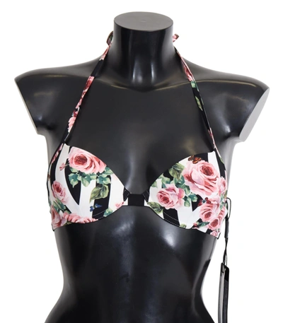 Dolce & Gabbana Chic Rose Print Bikini Top For Elegant Beach Women's Days In Multicolor