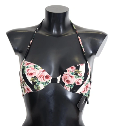 Dolce & Gabbana Elegant Rose Print Bikini Women's Top In Multicolor