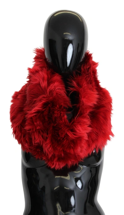 DOLCE & GABBANA DOLCE & GABBANA ELEGANT RED ALPACA FUR NECK WRAP WOMEN'S SCARF