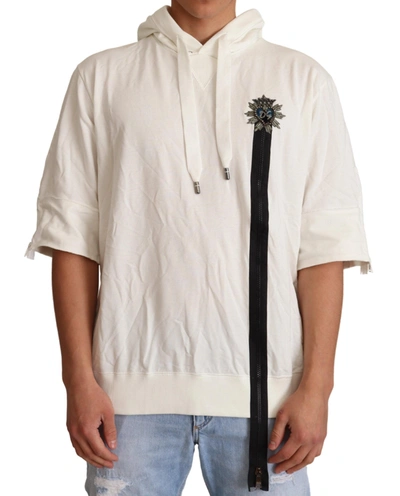 Dolce & Gabbana Exquisite Off-white Cotton Hooded Men's Sweater In Off White