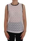 Dolce & Gabbana White Lace Floral Nylon Tank T-shirt In White