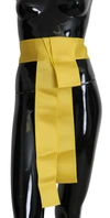 Dolce & Gabbana Yellow Wide Snap Button Closure Silk Belt In Yellow