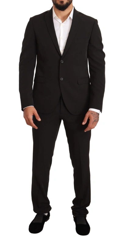 Domenico Tagliente Elegant Black Slim Fit Two-piece Men's Suit