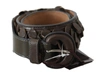 Ermanno Scervino Dark Brown Leather Round Buckle Waist Belt In Brown