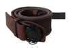 ERMANNO SCERVINO ERMANNO SCERVINO CLASSIC DARK BROWN LEATHER BELT WITH LOGO WOMEN'S BUCKLE