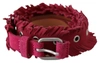 Ermanno Scervino Maroon Leather Fringes Silver Buckle Waist Belt In Marrone