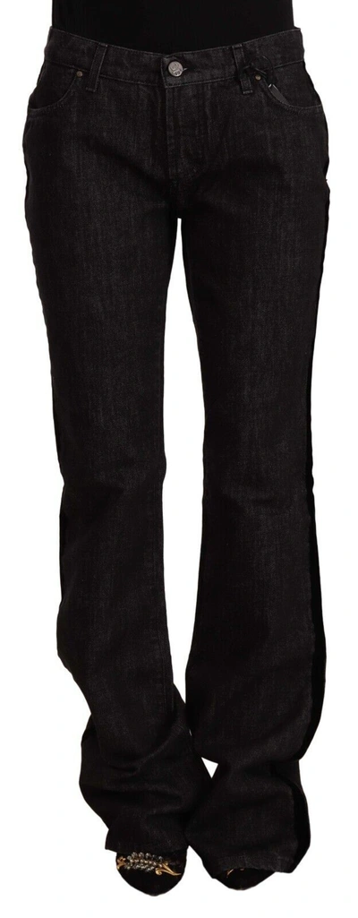 Gianfranco Ferre Gf Ferre Black Mid Waist Cotton Denim Straight Boot Cut Women's Jeans