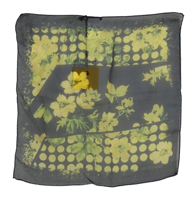 Gianfranco Ferre Gf Ferre Black Yellow Floral Wrap Shawl Foulard Women's Scarf