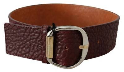 Gianfranco Ferre Gf Ferre Bordeaux Wide Leather Waist Gold Silver Women's Belt