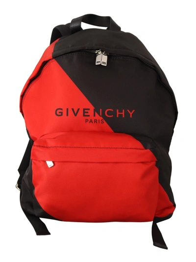 Givenchy Red &amp; Black Nylon Urban Men's Backpack In Black And Red