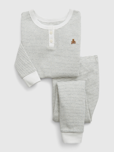 Gap Kids' Baby Organic Cotton Henley Pj Set In Light Grey