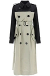 Sacai Cotton Gabardine Double-breasted Trench Coat In Mixed Colours