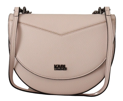 KARL LAGERFELD KARL LAGERFELD ELEGANT MAUVE LIGHT PINK LEATHER SHOULDER WOMEN'S BAG