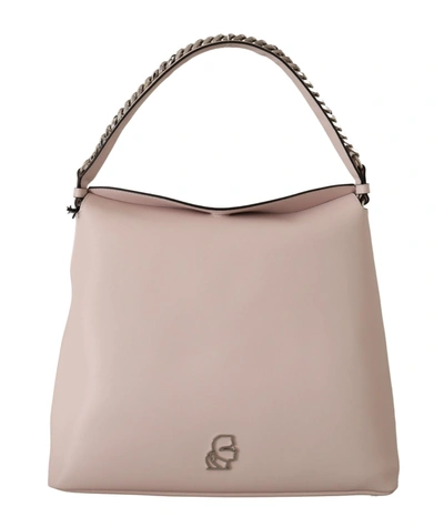 Karl Lagerfeld Elegant Mauve Chalk Leather Shoulder Women's Bag In Pink
