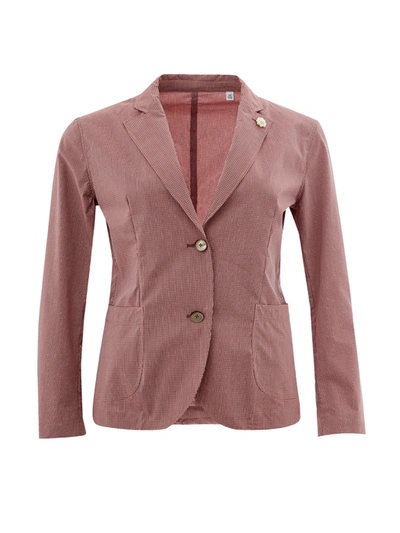 Lardini Micro Check Two Button Women's Jacket In Pink