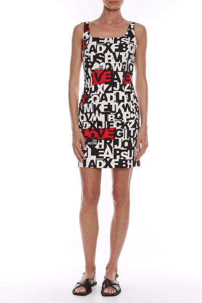 Love Moschino Chic Monochrome Dress With Red Women's Accent In White