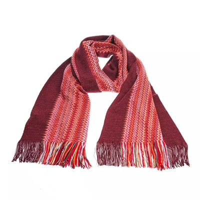 Missoni Vibrant Geometric Patterned Scarf With Men's Fringes In Multicolor