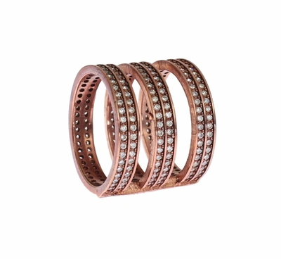 Nialaya Gold 925 Silver Clear Cz Pink Ring