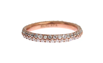 Nialaya Chic Pink Crystal-encrusted Silver Women's Ring