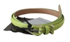 SCERVINO STREET SCERVINO STREET CLASSIC GREEN LEATHER BELT WITH SILVER-TONE WOMEN'S HARDWARE