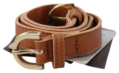 Scervino Street Elegant Brown Leather Double Buckle Women's Belt