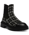 Steve Madden Mayslie Lug Sole Chelsea Boot In Black,white Boucle