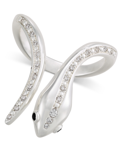 Inc International Concepts Silver-tone Crystal Snake Ring, Created For Macy's