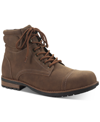 Sun + Stone Men's Baker Faux-leather Lace-up Boots, Created For Macy's In Dark Brown