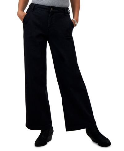 Style & Co Petite High-rise Wide-leg Jeans, Created For Macy's In Deep Black