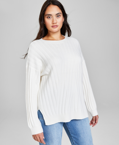 And Now This Women's Directional Rib Tunic Sweater, Created For Macy's In Calla Lily