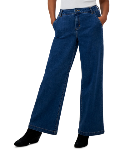 Style & Co Petite High-rise Wide-leg Jeans, Created For Macy's In Industrial Blue